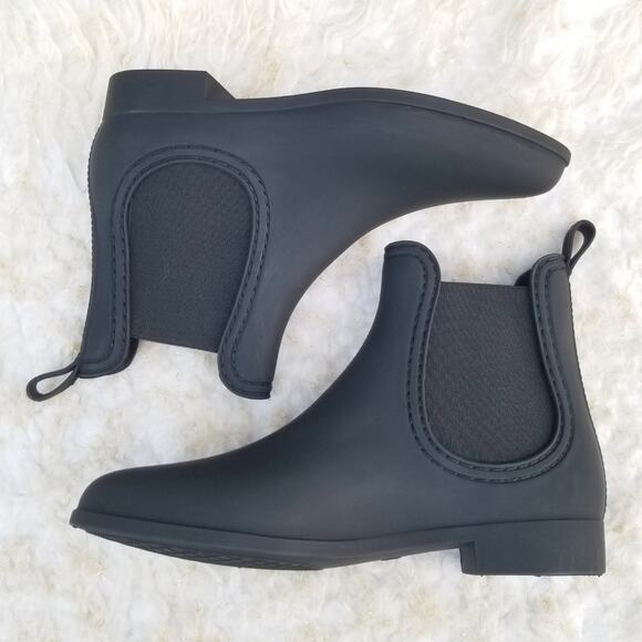 Black Rainboots Jeffrey Campbell Chelsea Forecast Waterproof Boots Size 10 NWT - Picture 14 of 14